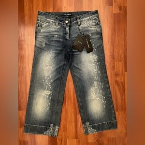 SOLD**Cross posted**NWT Dolce & Gabbana distressed capri or ankle jeans